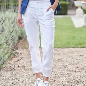 Frank and Eileen white linen Jameson joggers